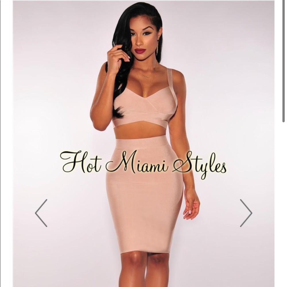 ✨ NUDE BANDAGE 2 PIECE SET SIZE M